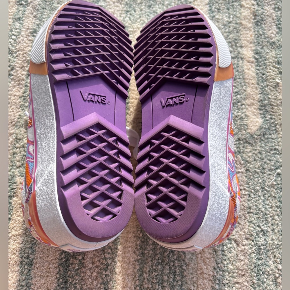Vans Old Skool Stacked UV Peace Orange & White Platform Shoes - Picture 11 of 13